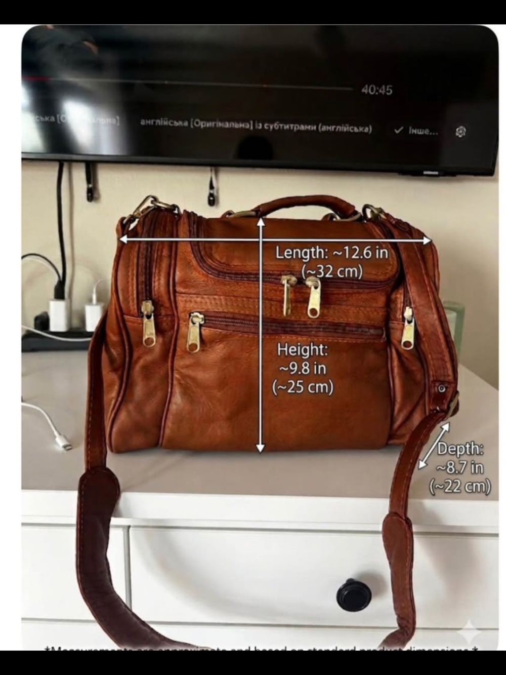 ⁠Vintage Style Brown Genuine Leather Satchel Bag⁠ - Picture 7 of 8